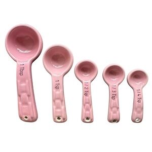 LONGABERGER Ceramic Measuring Spoon Set (set of 5) Dusty Pink